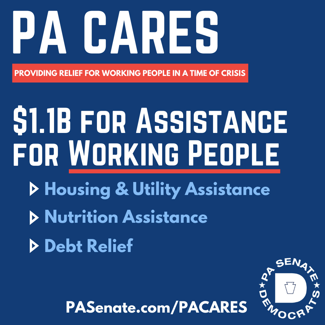 PA CARES - $2.1B for assistance for working people
